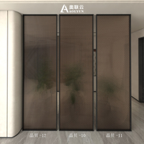 Double-layer tempered laminated metal wire glass wire glass entrance partition art screen sliding door customization