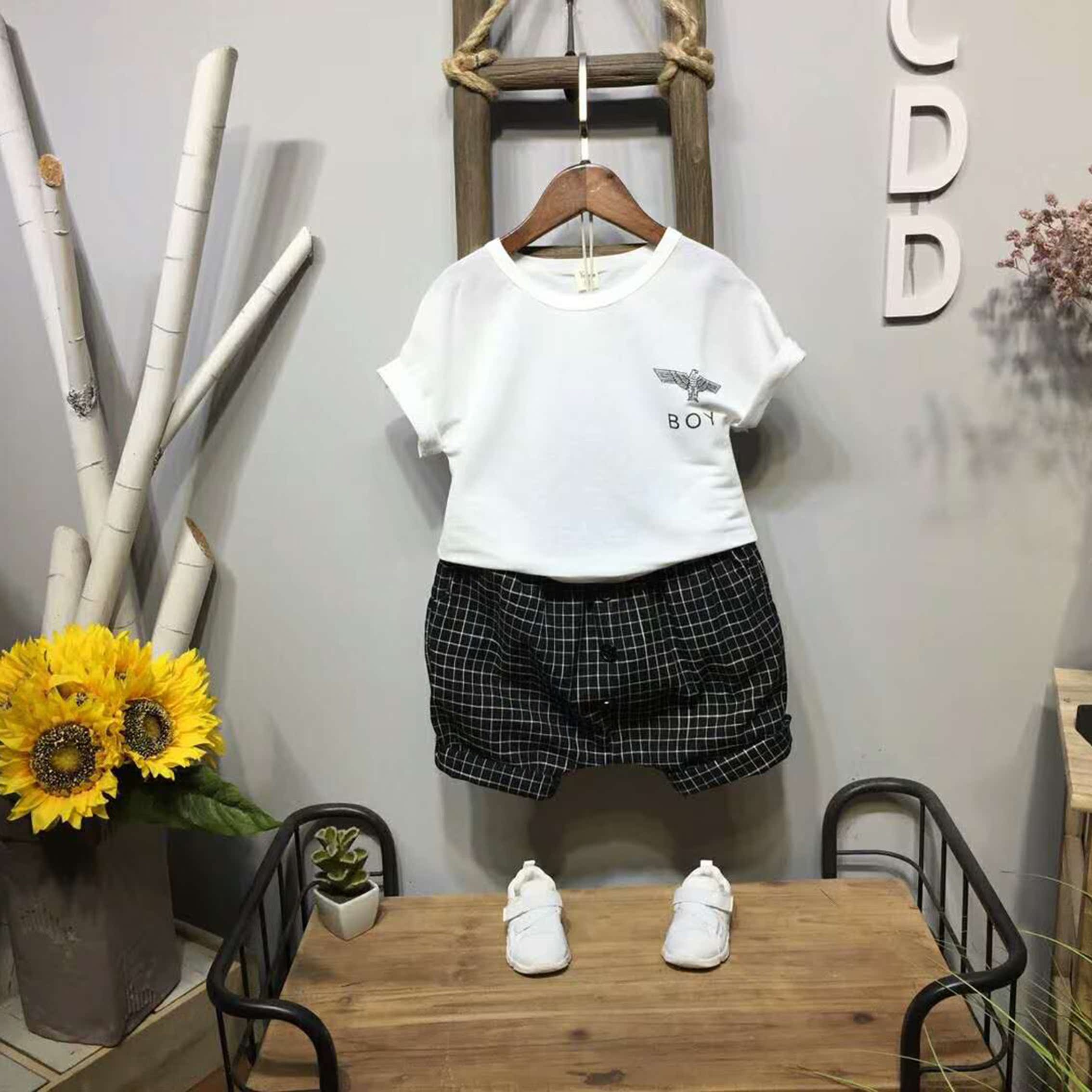 Mùa hè 2018 mới áo thun ngắn tay cotton trực tiếp link váy trẻ em 10 tuổi