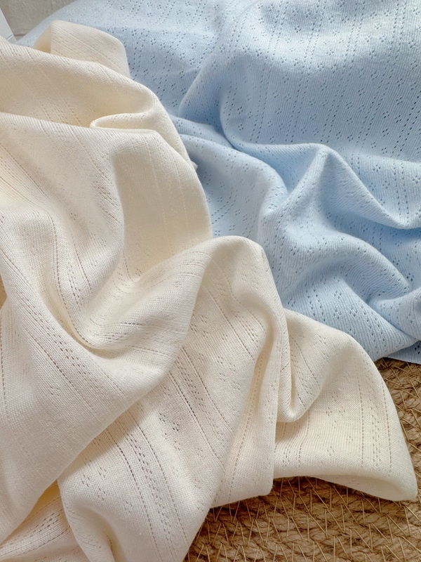 100% Jacquard Knit Transfer Jacquard Cotton Fabric for Home Wear, Romper, Baby Clothes, DIY Fabric, Vertical Non-Stretch