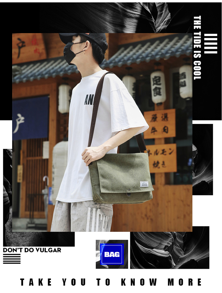 Tide thương hiệu túi đeo vai Messenger túi nam hip hop in canvas trai 包 gói chéo chéo gói nhỏ nam và nữ - Túi của con người túi vascara