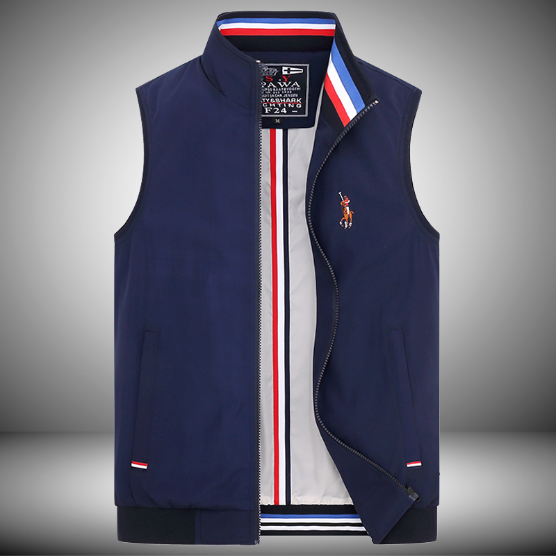 Summer Paul Men's Casual Pure Color Golf Vest Men's Thin Vest Zipper Sleeveless Vest Waistcoat Men's New