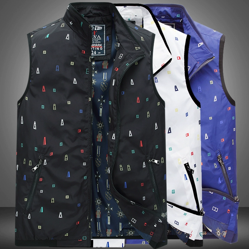 Áo vest nam mùa thu 2019 Kendy Shark vest mỏng nam đứng cổ áo ghi lê áo khoác giản dị vest nam ngoài trời - Dệt kim Vest