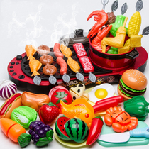 House spray hot pot barbecue stove toys childrens kitchen girls cooking kitchenware appliances skewers simulation food