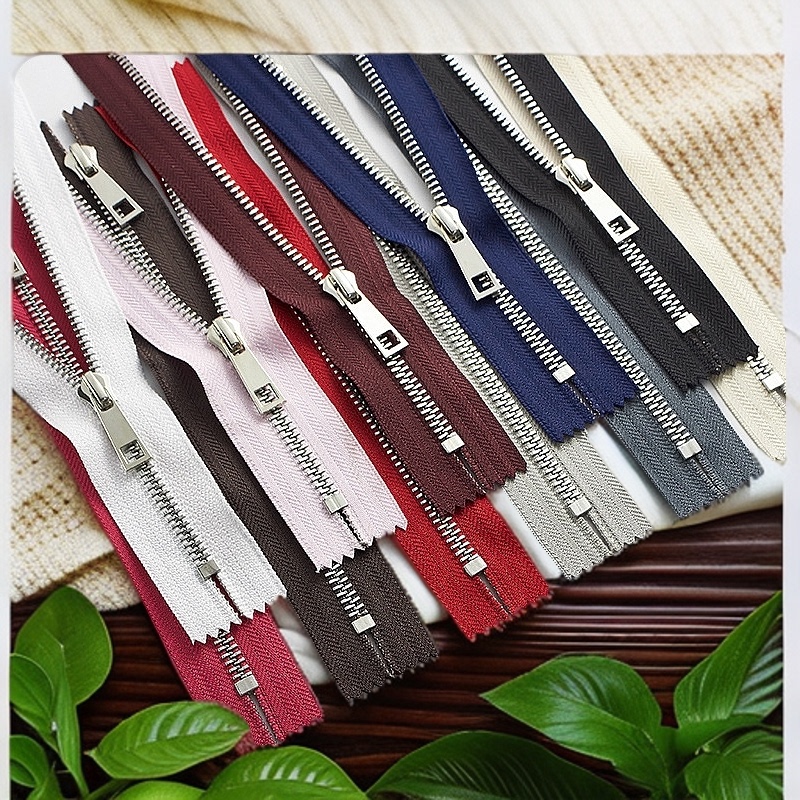 No. 5 Metal Zipper, Silver Teeth, Closed-End Titanium Alloy Y Teeth, Smooth, for Bags, Pockets, Leather Bags, Neckline, Shoe Back Zipper