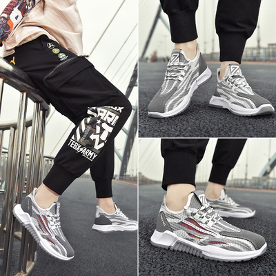 2021新款春夏季潮流板鞋男士百搭潮鞋飞织透气休闲韩版运动男鞋子