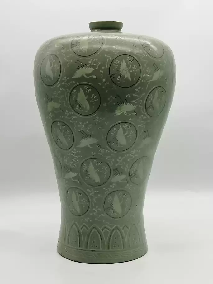 高丽青瓷云鹤纹梅瓶高古瓷器艺术收藏品九品相态陶瓷瓶-Taobao-Tmall