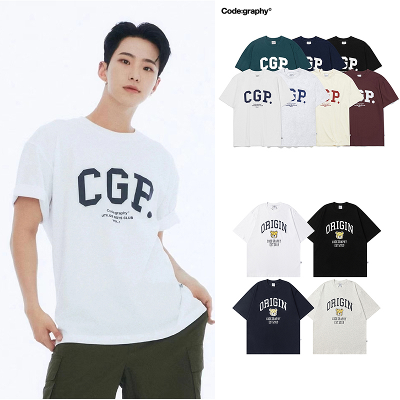 Kwon Soon-Young's Same Style Korean Cgp Short-Sleeve Women's Codegraphy Trendy Brand Loose 24 Pure Cotton T-Shirt for Men and Couples