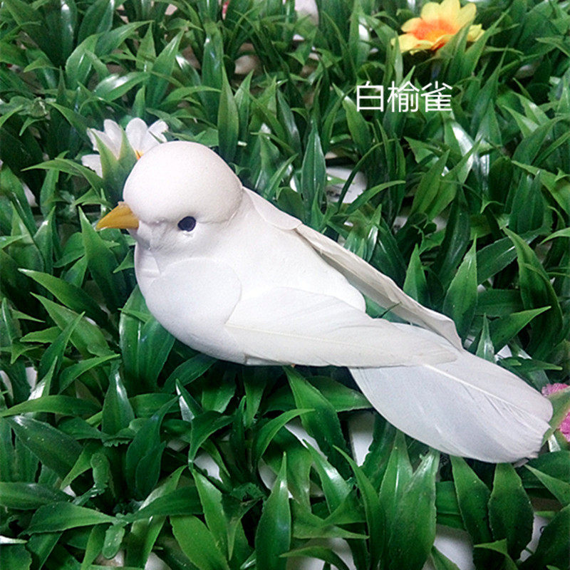 Simulation of small white elm bird feather foam bird home decoration flowers and plants micro landscape accessories