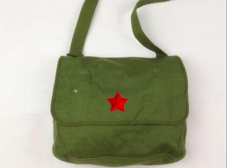 Retro Nostalgic Green Schoolbag, Shoulder Bag, Serving the People Bag, Old-Fashioned Crossbody Bag, Kidsren's Schoolbag, Men's Bag, Women's Shoulder Bag