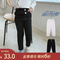 Childrens clothing girls pants Spring and Autumn wear 2021 new childrens foreign style pencil pants baby Korean slim casual pants