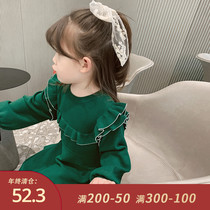 Little pudding baby baby childrens clothing girls autumn 2021 new childrens casual knitted cardigan skirt set spring and autumn