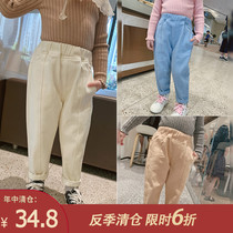 Childrens clothing 2021 New Girls spring pants childrens foreign trousers baby autumn and winter casual pants wear loose pants