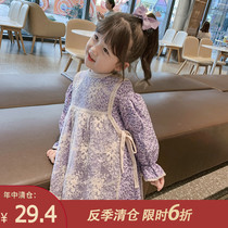 Childrens clothing 2021 new girls foreign spring womens baby flower long sleeve dress childrens spring and autumn Net red skirt