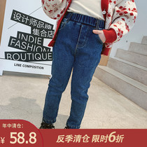 2021 new spring and autumn childrens clothing girls autumn jeans baby Foreign style slim trousers children Korean pants tide