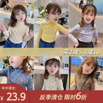 Childrens clothing 2021 New Girls spring flower base shirt baby spring and autumn foreign style T-shirt childrens long sleeve coat tide