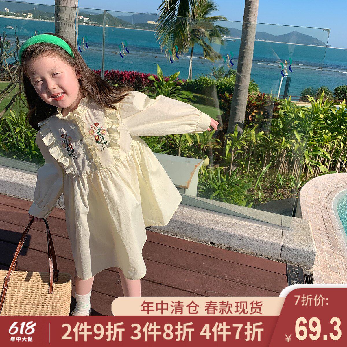 Foam Foam Home Custom Children Dress 2022 New Girl National Wind Skirts Baby One-piece Dress Children Spring Dress Princess Dress