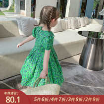 Little pudding baby baby childrens clothing 2021 new girls flower skirt baby summer dress foreign style skirt childrens dress tide