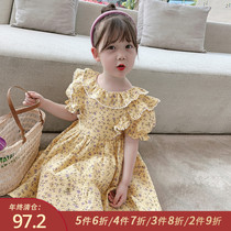 Little pudding baby2021 new girl sweet floral skirt children summer dress baby Foreign style dress thin