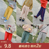 A007 girls autumn 2021 new casual pants children Joker solid color trousers baby Korean spring and autumn pants tide
