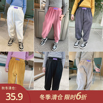 Childrens clothing 2020 new baby autumn and winter thick pants girls winter clothes plus velvet sports pants children Foreign style casual pants