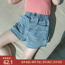Little pudding baby baby childrens clothing 2021 new childrens foreign style denim shorts baby Summer Girls Korean pants thin