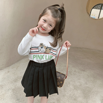 Foam Family Custom Tong Dress New Girl Autumn Dress Long Sleeves T-shirt Baby Foreign Air Beat childrens spring and autumn blouses