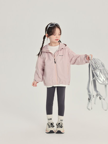 布丁哈鲁童装春装女童上衣2025春季新款儿童休闲百搭连帽外套