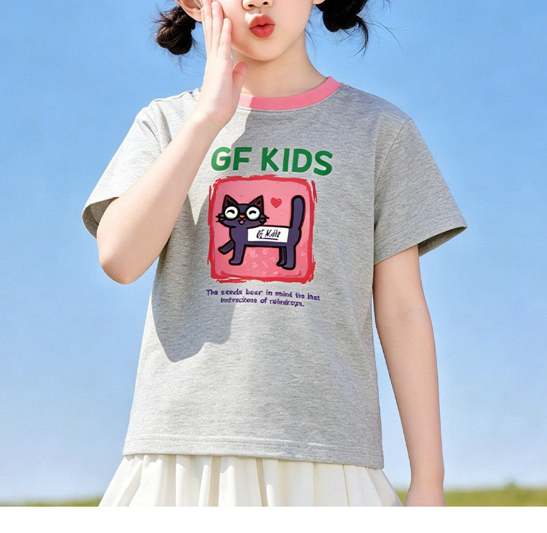 小猪班纳女大童短袖T恤2026夏新款纯棉半袖儿童洋气夏装女孩上衣W — 16