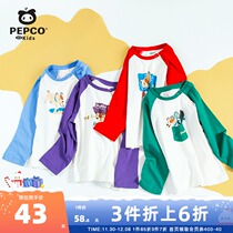 Piggy Banna Childrens Wear Boys Long Sleeve T-shirt 2021 Autumn New Children base shirt Baby Cotton Top Tide