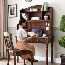 All solid wood computer desk desk bookshelf bookcase integrated combination table home desk writing desk simple study table