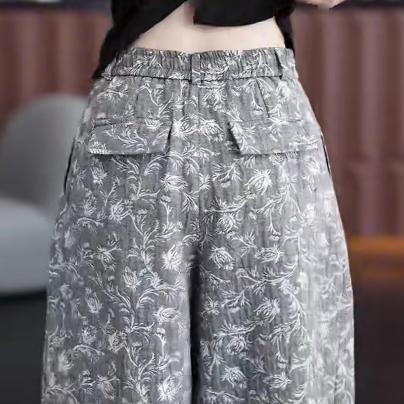Vintage Jacquard Curved Hem Pants for Women, Petite High-Waisted Slimming Cropped Pants, Summer Thin Style, Super Popular Pants in 2026 Vintage Jacquard Curved Hem Pants for Women, Petite High-Waisted Slimming Cropped Pants, Summer Thin Style, Super Popular Pants in 2026