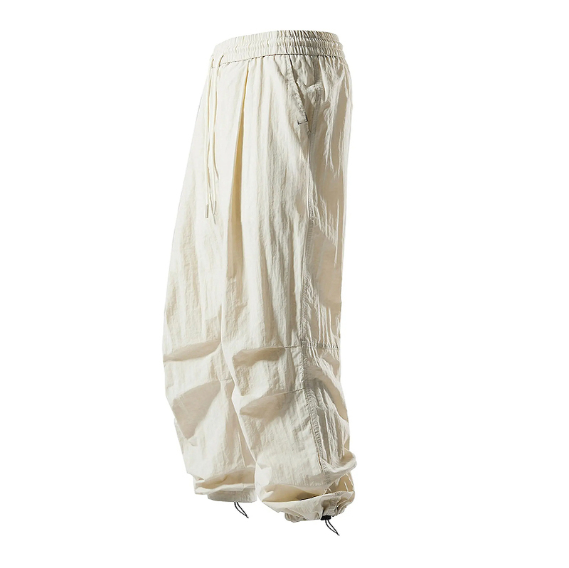 Solid Color Retro Loose Adjustable Jogger Wide-Leg Workwear Parachute Thin Outdoor Quick-Dry Pleated Sweatpants Solid Color Retro Loose Adjustable Jogger Wide-Leg Workwear Parachute Thin Outdoor Quick-Dry Pleated Sweatpants