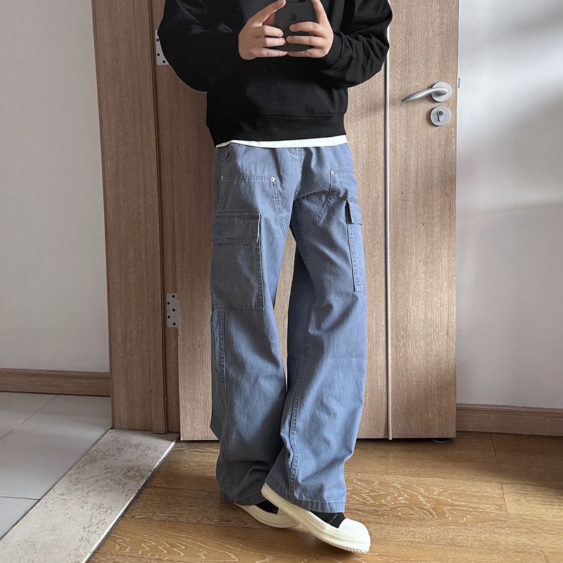 17Dup American Retro Canvas Martin Lumberjack Jeans Unisex Straight Wide-Leg Multi-Pocket Cargo Pants 17Dup American Retro Canvas Martin Lumberjack Jeans Unisex Straight Wide-Leg Multi-Pocket Cargo Pants