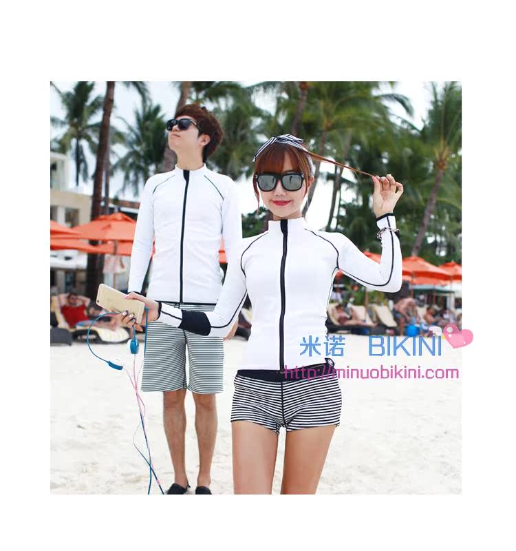 Đồ bơi mới nam và nữ đôi phù hợp với áo dài tay chống nắng nữ bikini tập hợp kem chống nắng sứa chia lặn - Vài đồ bơi đồ đi biển cho cặp đôi