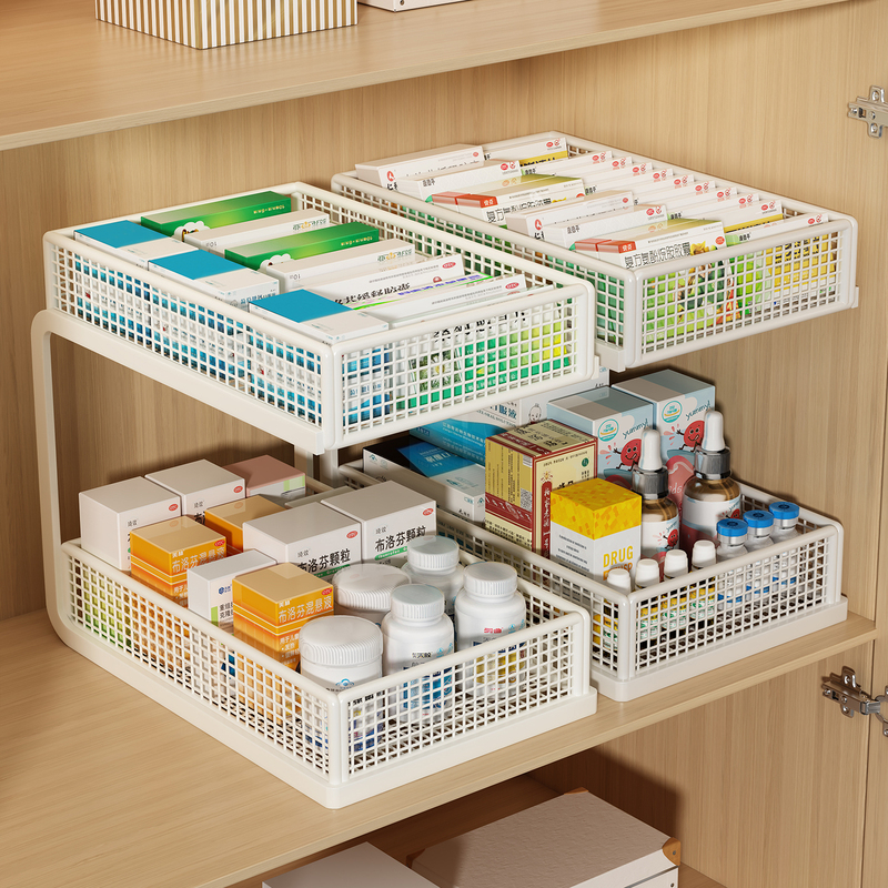 Medicine Storage Box, Household Layered Large-Capacity Medicine Cabinet, Regular Storage of Medicines, Emergency Infusion Storage Rack