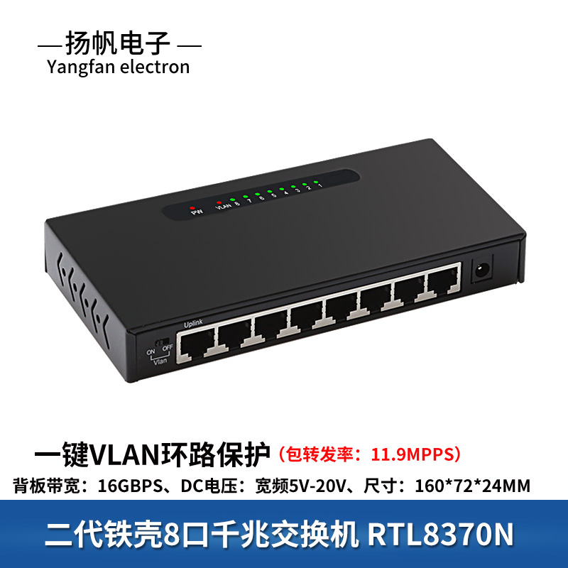 8 ports 16 ports 24 ports full gigabit switch Vlan iron shell monitoring anti-burning anti-loop 1000m network splitter