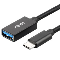 USB3 1Type-C to USB3 0 data cable OTG function Black braided metal shell high speed transmission 0 2 meters