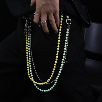 Wang yibo's same style passion fruit yellow pants chain