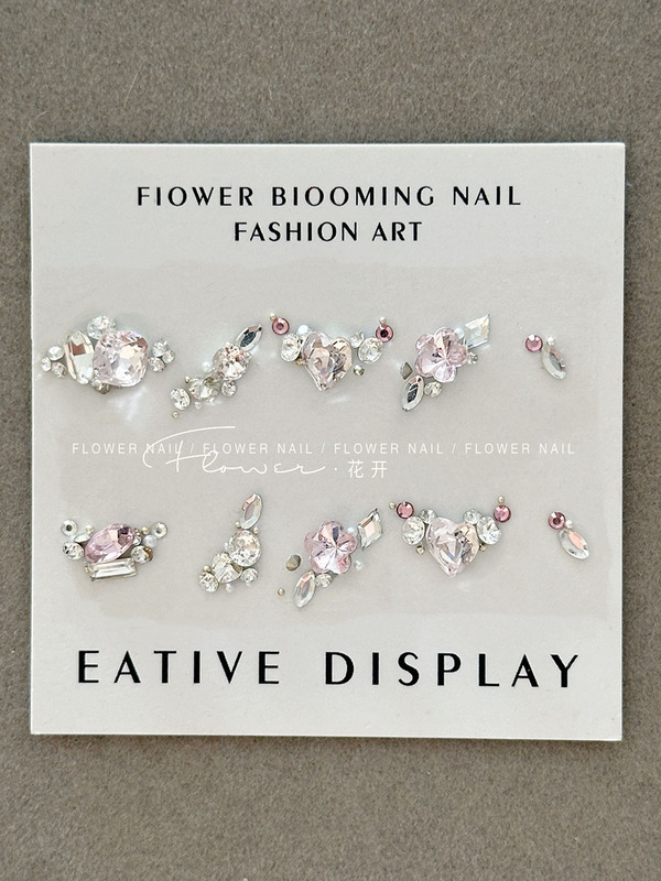 Nail Art Material Kit, a Complete Set of DIY Wearable Nail Art Rhinestones with Matching Material Kit, Premium K9 Rhinestone Powder, Heart-Shaped and Square Shapes