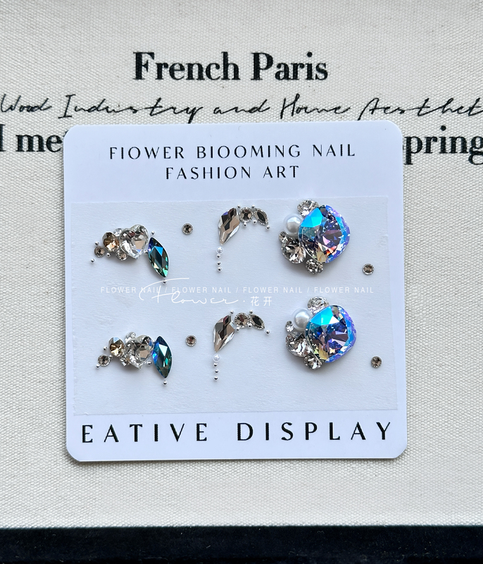 Authentic Swarovski Crystal Nail Art Material Kit, Blue Summer Sparkling Swarovski Crystal Wearable Nail Decorations