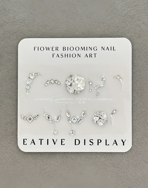 Dongzhou White Nail Art Diamond Material Kit, High-Quality Square-Shaped Rhinestones, Super Shiny K9 Diamonds, Bridal Nail Accessories, Complete Set