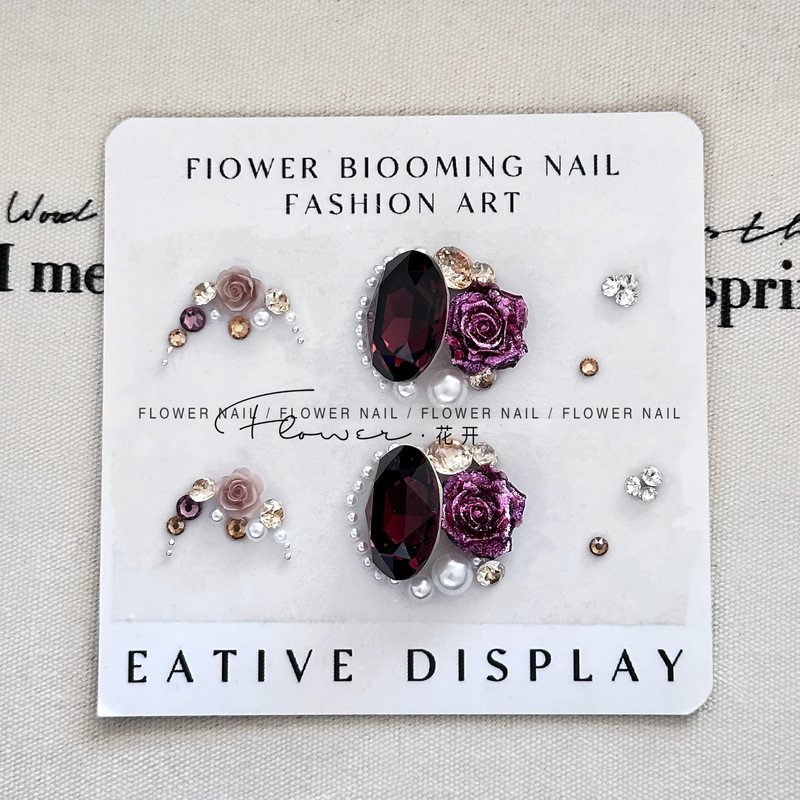 High-Quality Nail Art Diamond Material Pack, Sparkling K9 Diamond Nail Decorations, Vintage Purple Dried Rose Material High-Quality Nail Art Diamond Material Pack, Sparkling K9 Diamond Nail Decorations, Vintage Purple Dried Rose Material