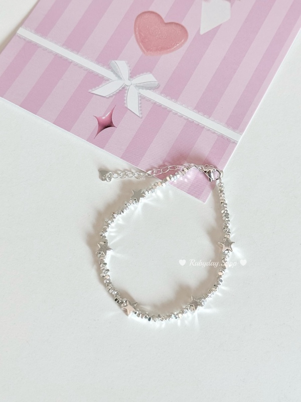 Rubyday · Star Control S925 Sterling Silver Broken Silver Star Bracelet Super Shiny ~ Niche Versatile Bracelet