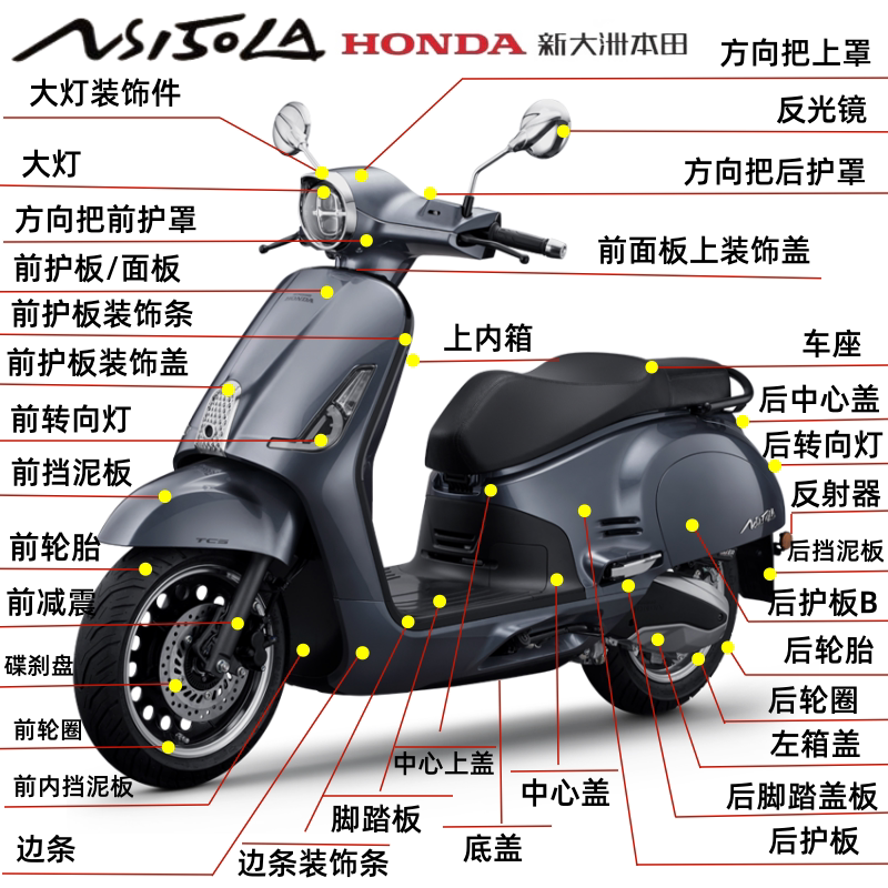 New Continent Honda Ns150La Motorcycle Complete Body Shell 150t-9 Panel Headlight Front Fender Foot Pedal