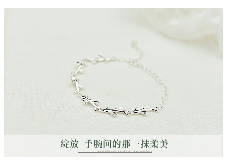 Sterling bạc vòng đeo tay nữ Hàn Quốc phiên bản của Sen 925 bạc trang sức đơn giản sinh viên cá tính tươi ánh trăng rừng bạn gái vòng đeo tay