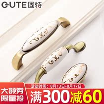 Jinhua ceramic handle European-style cabinet door single grain pastoral antique drawer handle American single hole wardrobe handle