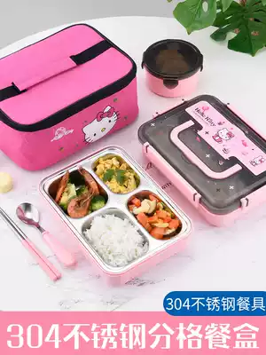 Korean version of lunch box student female cute 304 stainless steel children insulation bento box office workers separated lunch box with lid