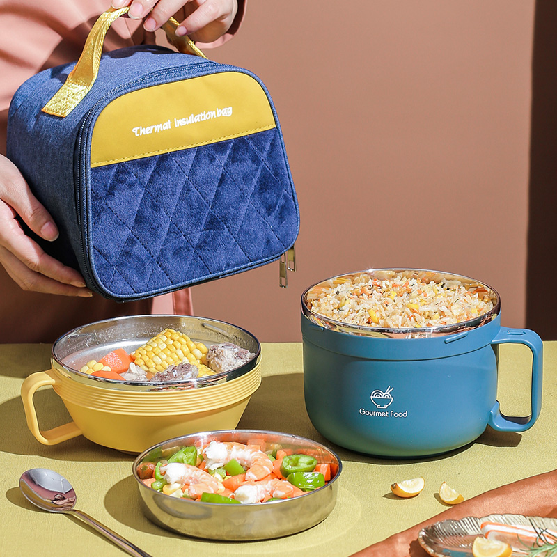 Students are insulated and portable portable portable portable package 304 stainless steel fast food cup with lid bowl lunch bowl to work