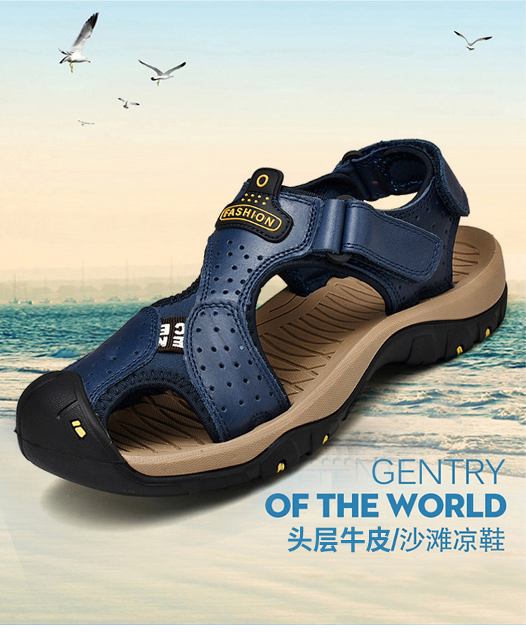 Camel Island Men 2018 Mới mùa hè Giày đi biển ngoài trời Giày đế mềm đế mềm Giày đế bằng da Baotou giày quai hậu nam