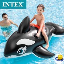 intex large size inflatable large black whale seat riding adult sea whale sitting on water park biathrow toy